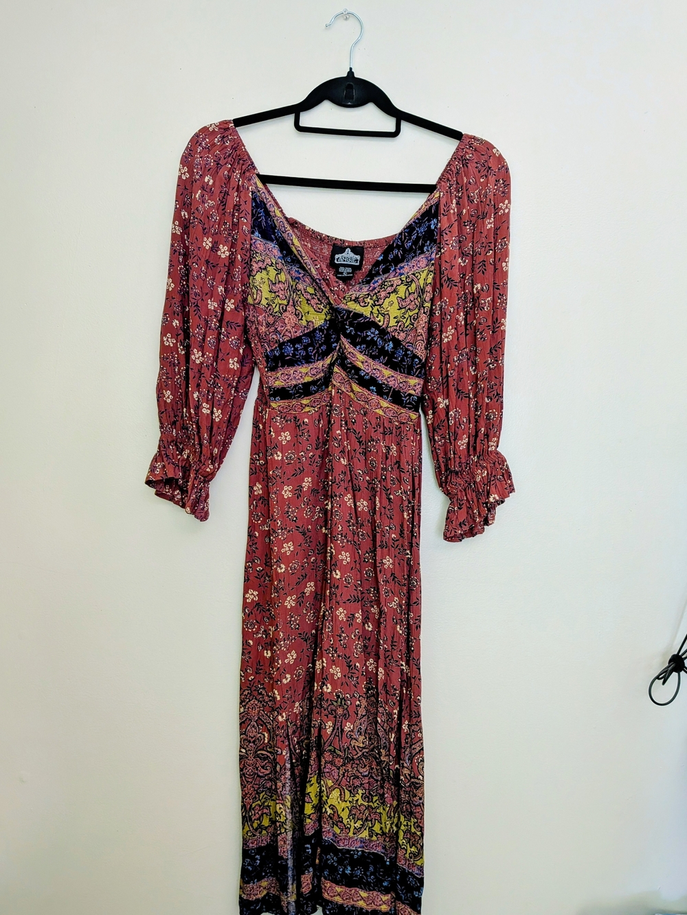 Angie Rose Red Floral Mixed-Print Maxi Dress
